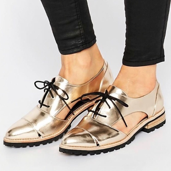 Aldo Shoes - Gold cutout loafers